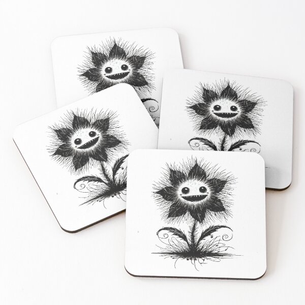 Item preview, Black and White Scruffy Flower Monster - Quirky Creature designed and sold by Blink Art Studio.