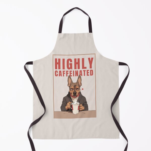 Item preview, Highly Caffeinated dog illustration drinking coffee designed and sold by La Loca.