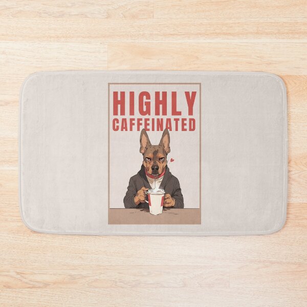Item preview, Highly Caffeinated dog illustration drinking coffee designed and sold by La Loca.