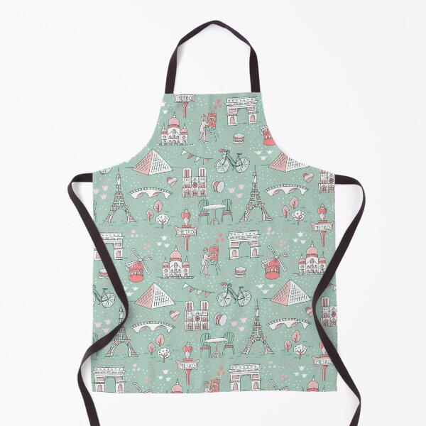 Item preview, Paris landmarks with Eiffel Tower, Louvre and Montmartre on mint green designed and sold by colorofmagic.