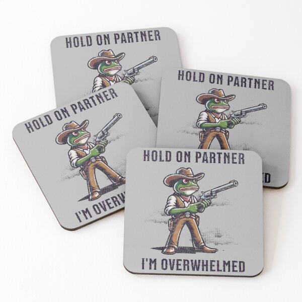 Item preview, Hold On Partner Im Overwhelmed Cowboy Frog designed and sold by RR-Arts.