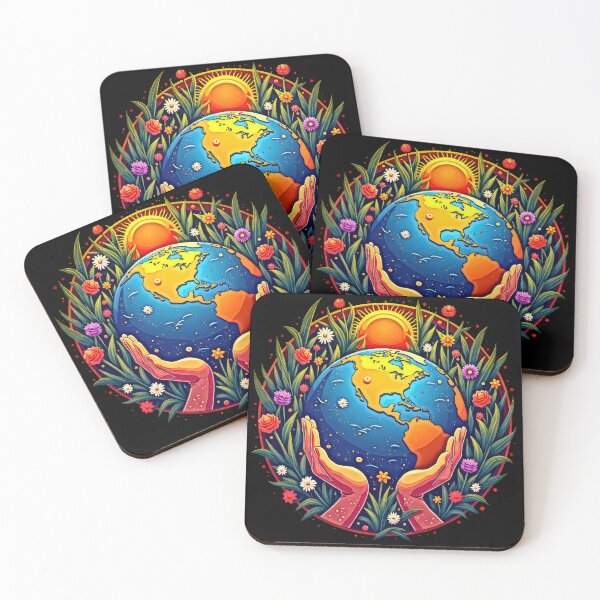 Item preview, Hands Holding Earth Surrounded by Flowers designed and sold by artwaves.