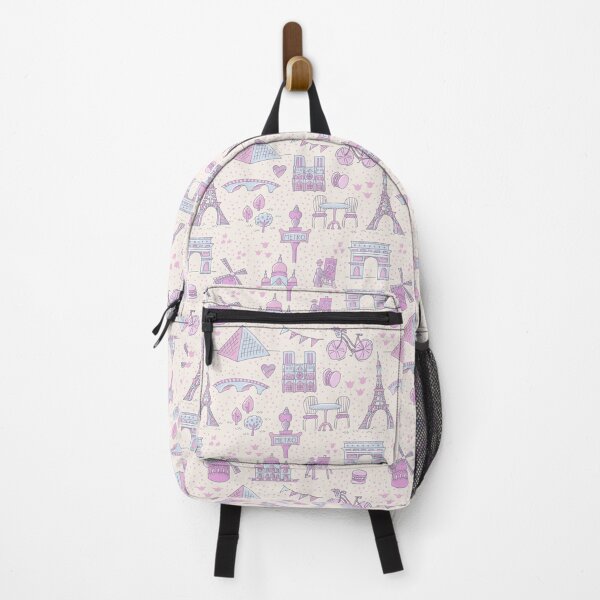 Item preview, Paris landmarks with Eiffel Tower, Louvre and Montmartre on pink designed and sold by colorofmagic.