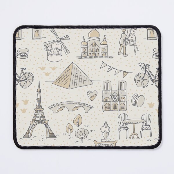 Item preview, Paris landmarks with Eiffel Tower, Louvre and Montmartre in grey designed and sold by colorofmagic.