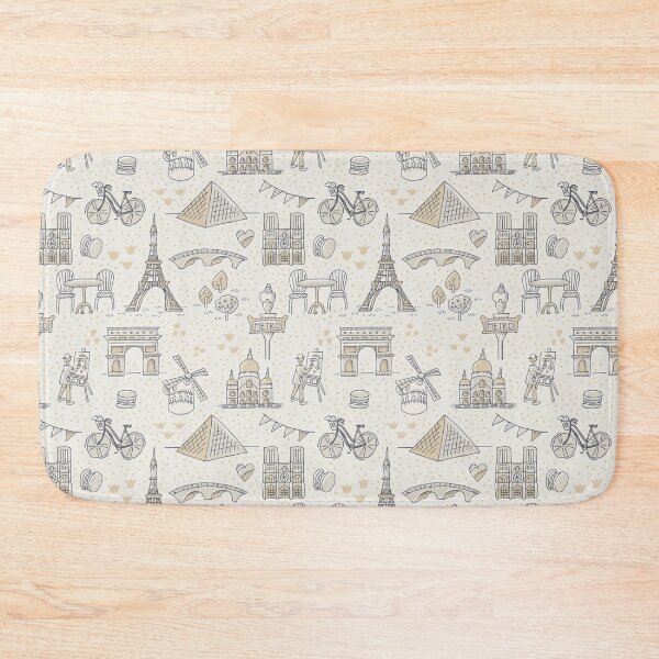 Item preview, Paris landmarks with Eiffel Tower, Louvre and Montmartre in grey designed and sold by colorofmagic.