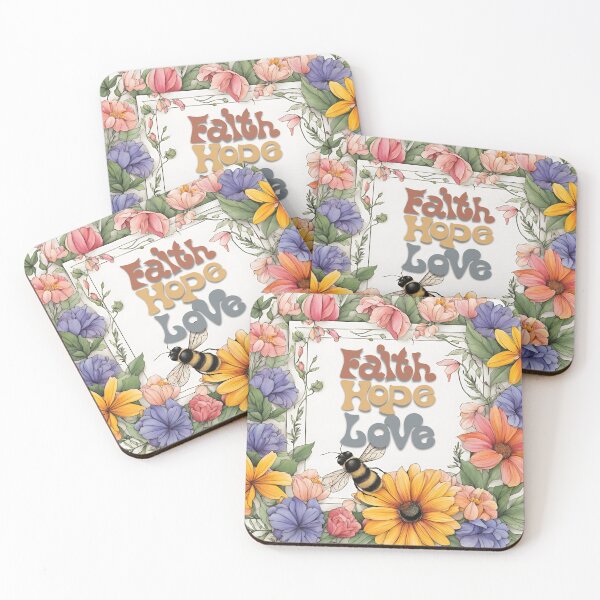 Item preview, Faith Hope Love on Delightful Floral Print designed and sold by Our Bible Journey.