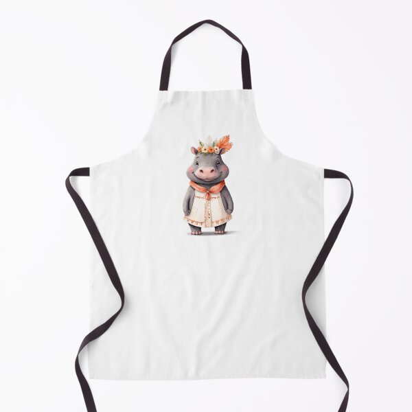 Item preview, Cute hippo in boho outfit designed and sold by Victoria Riabov.