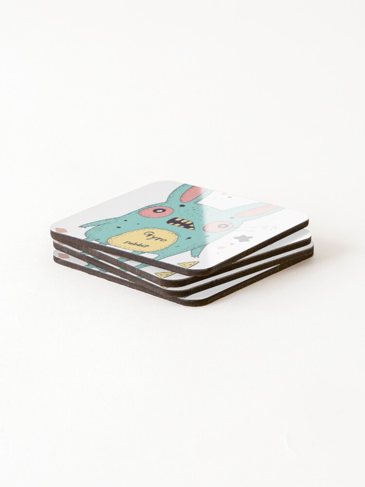 Thumbnail 4 of 5, Coasters (Set of 4), Gyro Rabbit [2] designed and sold by WickerStudio.