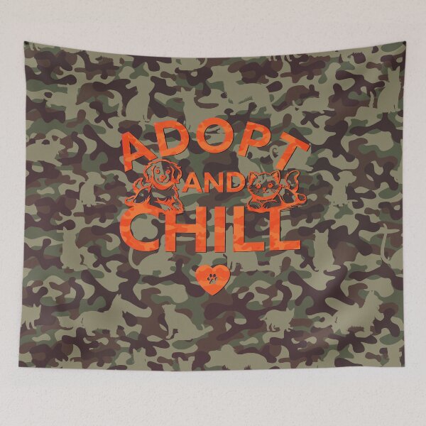 Item preview, Adopt and Chill Camo Green/Orange designed and sold by TammySwarek.