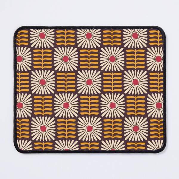 Item preview, KF 0299 D - Vintage Retro Daisy 70s Floral Pattern in Brown Yellow Magenta designed and sold by KhakiFinch.
