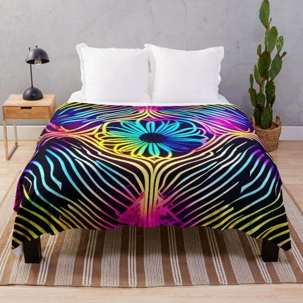 Item preview, Psychedelic Neon Lines with Flower Art designed and sold by Health And Fitness Posts e-Store.