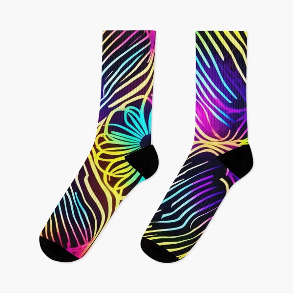 Item preview, Psychedelic Neon Lines with Flower Art designed and sold by Health And Fitness Posts e-Store.