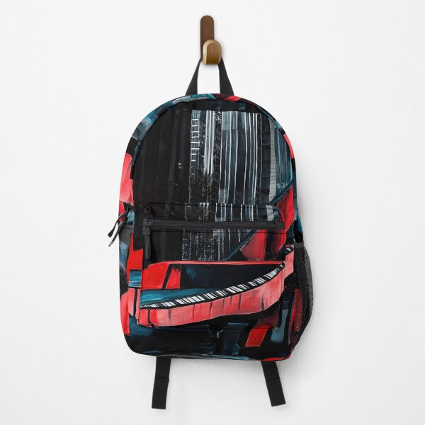 Item preview, Avant-Garde Red Grand Piano in Urban Setting with Eclectic Modern High-Rise Buildings - Vibrant Digital Art designed and sold by OlfactoART Studio.