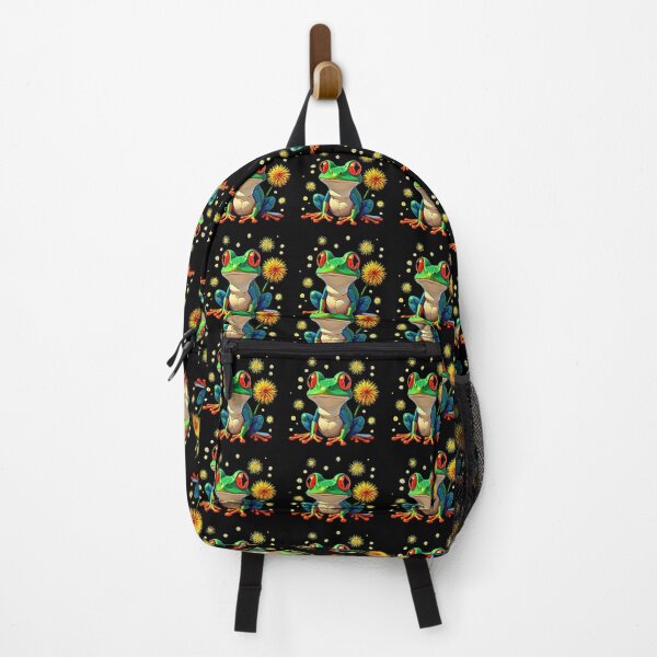 Item preview, Colorful frog with dandelion and sparkling eyes designed and sold by artwaves.