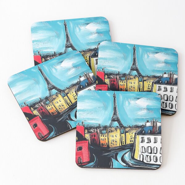 Item preview, Parisian Art- Vibrant Buildings Lining Streets with Eiffel Tower and Smoky Rooftop designed and sold by OlfactoART Studio.