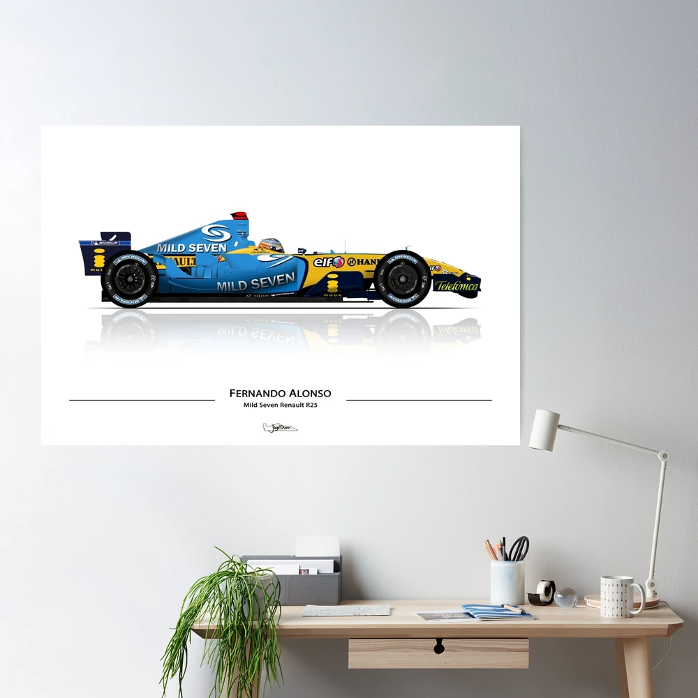 Printable Fernando Alonso Renault R25 Formula 1 Poster DIGITAL download  Design For Boys Man Cave Boys Room 18x24 Inches