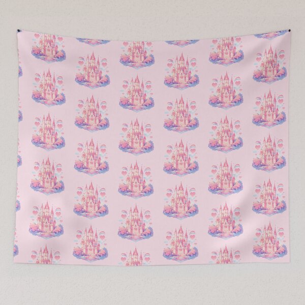 Item preview, Magical dreamy pink castle in the clouds designed and sold by WoollenLlama.