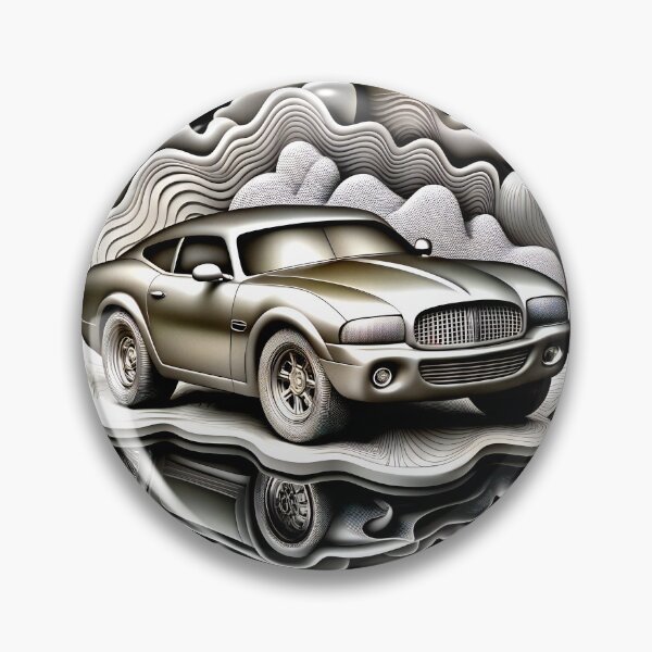 Item preview, Futuristic Silver Speedster: Sleek Metal Car Art designed and sold by VikArtStudio.