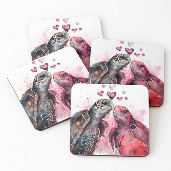 Item preview, Ruby Red Watercolor Sea Turtles in Love  designed and sold by Frollein S Berlin.