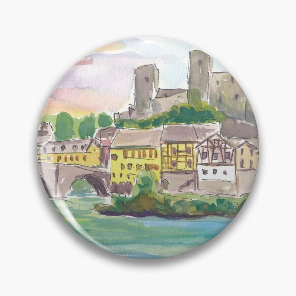 Item preview, Runkel Medieval Castle Scene with Lahn River in Hesse Germany designed and sold by artshop77.