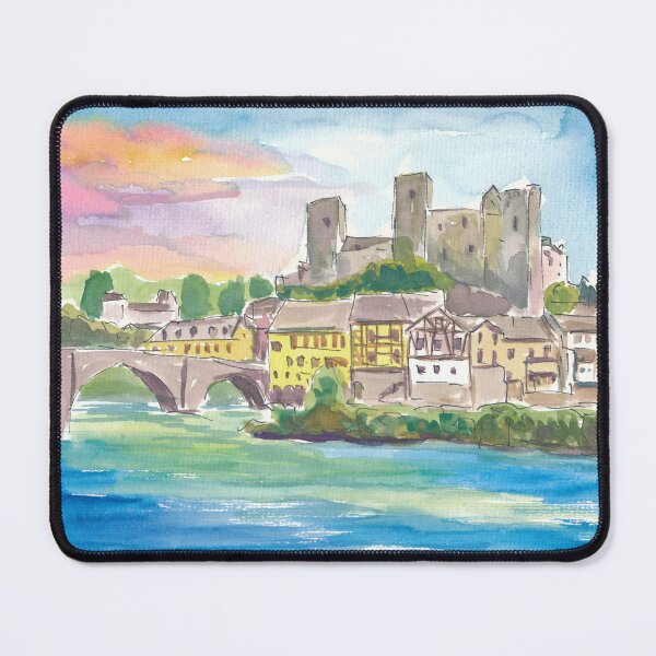 Item preview, Runkel Medieval Castle Scene with Lahn River in Hesse Germany designed and sold by artshop77.