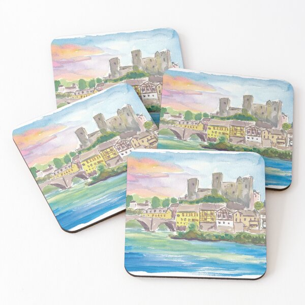 Item preview, Runkel Medieval Castle Scene with Lahn River in Hesse Germany designed and sold by artshop77.