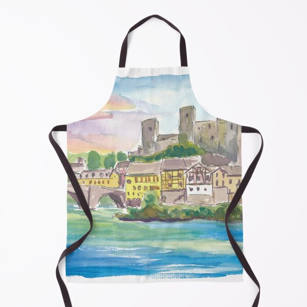 Item preview, Runkel Medieval Castle Scene with Lahn River in Hesse Germany designed and sold by artshop77.