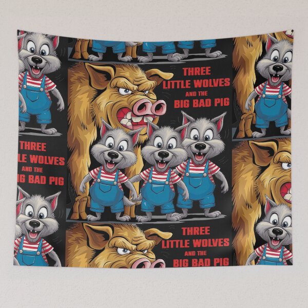 Item preview, Funny Three Little Wolves and Big Bad Pig Satire designed and sold by Nature's Fancy.