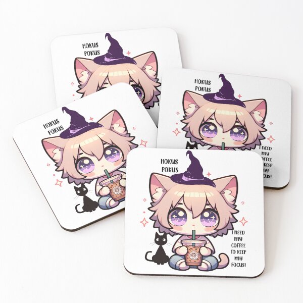 Item preview, Hokus Pokus Girl cat and her iced coffee Stickers and more designed and sold by CRandRRstickers.