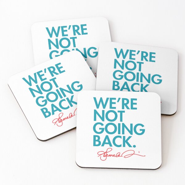 Item preview, WE'RE NOT GOING BACK - KAMALA (teal with orange signature) 2.0 designed and sold by Thelittlelord.
