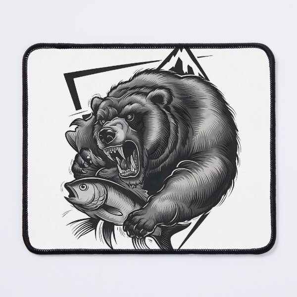 Item preview, Powerful Bear Tattoo: Strength in Teeth and Fish designed and sold by CinEmmaDesign.