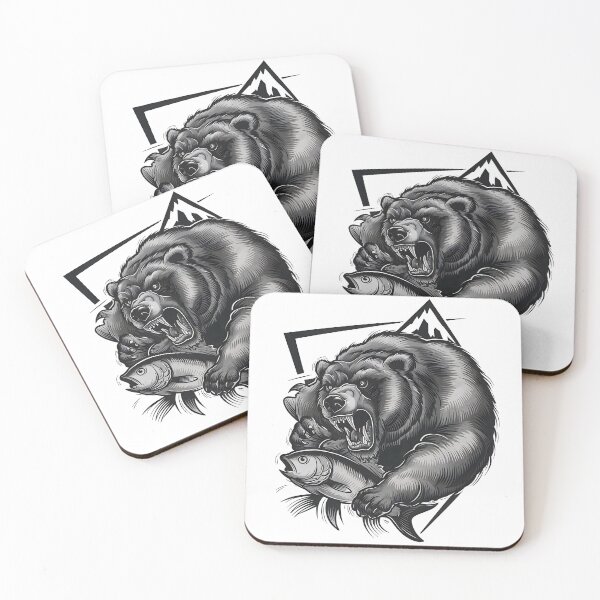 Item preview, Powerful Bear Tattoo: Strength in Teeth and Fish designed and sold by CinEmmaDesign.