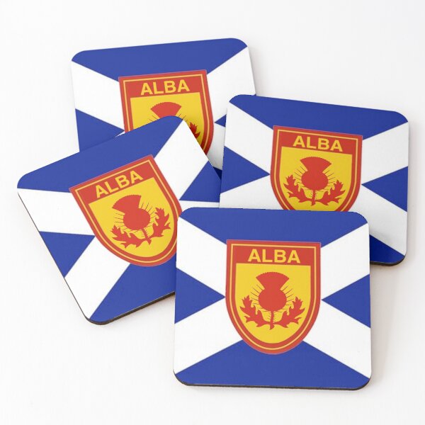 Item preview, Dark Blue Scottish Saltire Flag with 'ALBA' thistle shield (bratach dhubh-ghorm na h-Alba le sgiath cluaran 'ALBA') designed and sold by JonathanR1994.