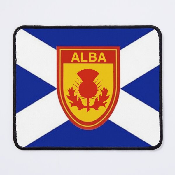 Item preview, Dark Blue Scottish Saltire Flag with 'ALBA' thistle shield (bratach dhubh-ghorm na h-Alba le sgiath cluaran 'ALBA') designed and sold by JonathanR1994.