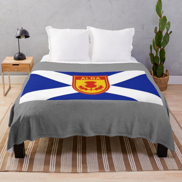 Item preview, Dark Blue Scottish Saltire Flag with 'ALBA' thistle shield (bratach dhubh-ghorm na h-Alba le sgiath cluaran 'ALBA') designed and sold by JonathanR1994.