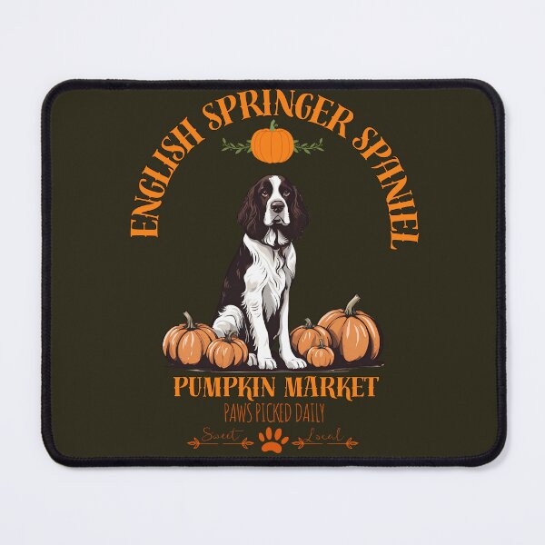 Item preview, Pumpkin Market: english springer spaniel with Pumpkins and Seasonal Text designed and sold by GoodyPaws.