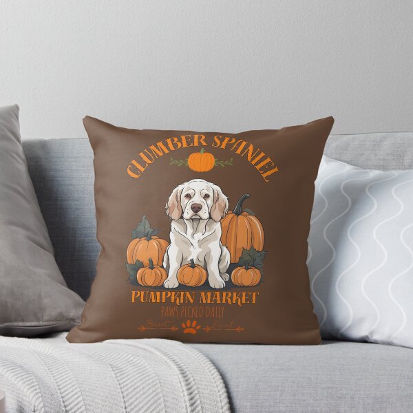 Item preview, Pumpkin Market: clumber spaniel  with Pumpkins and Seasonal Text designed and sold by GoodyPaws.