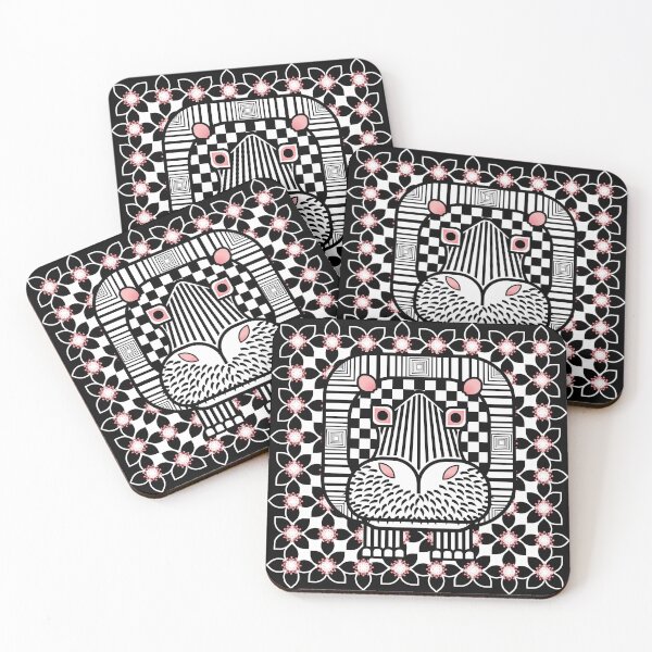 Item preview, Square Hippo with flowers - Black and White designed and sold by Hippopottermiss.
