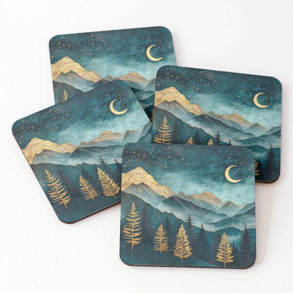 Item preview, Mystical moon over the lake surrounded by forest and mountains designed and sold by MargaretWiktor.