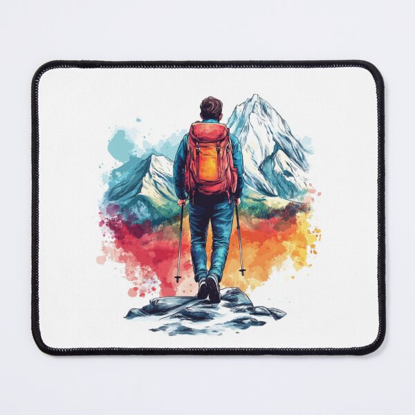 Item preview, Hiking Boy In Mountains designed and sold by NicolasGlowArt.