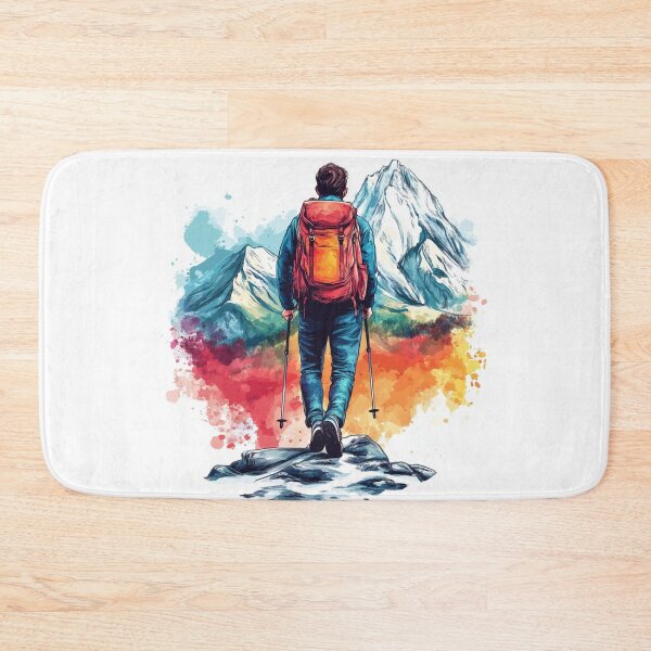 Item preview, Hiking Boy In Mountains designed and sold by NicolasGlowArt.