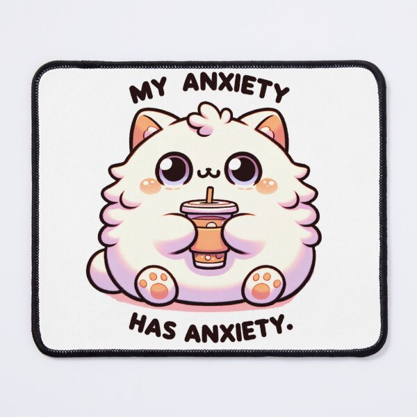 Item preview, Anxiety cat drinking iced coffee sticker and more designed and sold by CRandRRstickers.