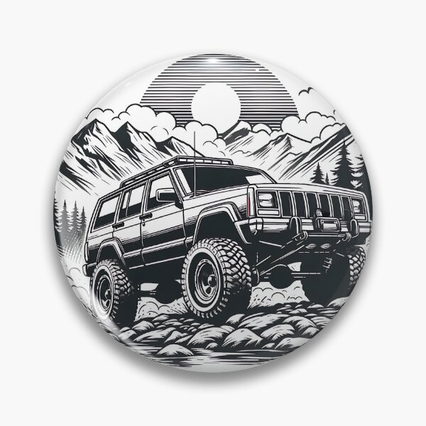 Item preview, Cherokee XJ 4x4 USA offroad Vintage old school vehicle  - line art designed and sold by Off-Road-Zone.