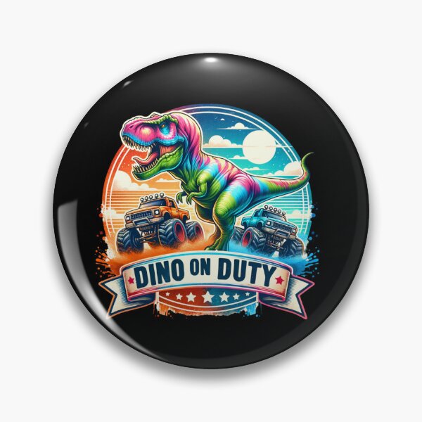 Item preview, Dino on Duty – T-Rex Patrolling Monster Trucks Design for Apparel & Accessories designed and sold by artedigital99.
