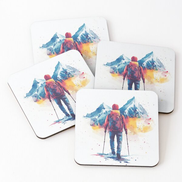 Item preview, Hiker In Colorful Mountains designed and sold by NicolasGlowArt.