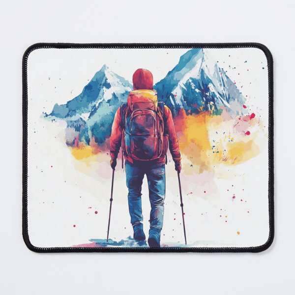 Item preview, Hiker In Colorful Mountains designed and sold by NicolasGlowArt.