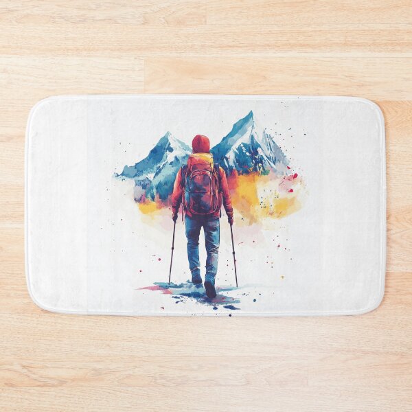 Item preview, Hiker In Colorful Mountains designed and sold by NicolasGlowArt.