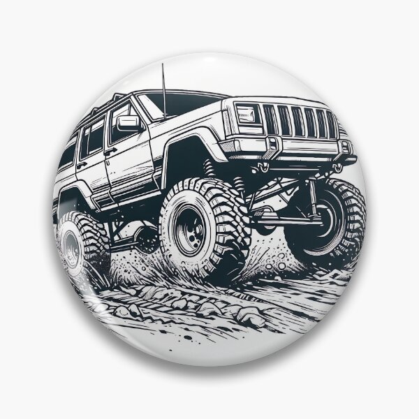 Item preview, Cherokee XJ 4x4 USA offroad Vintage old school vehicle  - line art designed and sold by Off-Road-Zone.