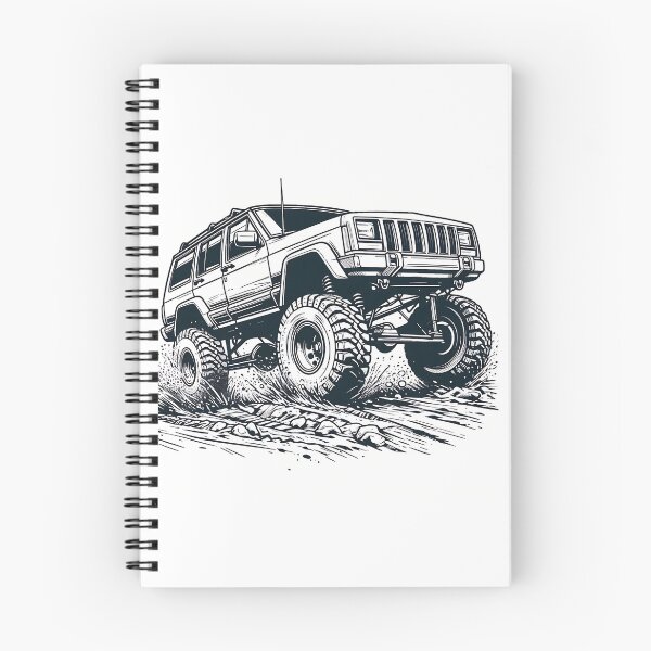 Item preview, Cherokee XJ 4x4 USA offroad Vintage old school vehicle  - line art designed and sold by Off-Road-Zone.