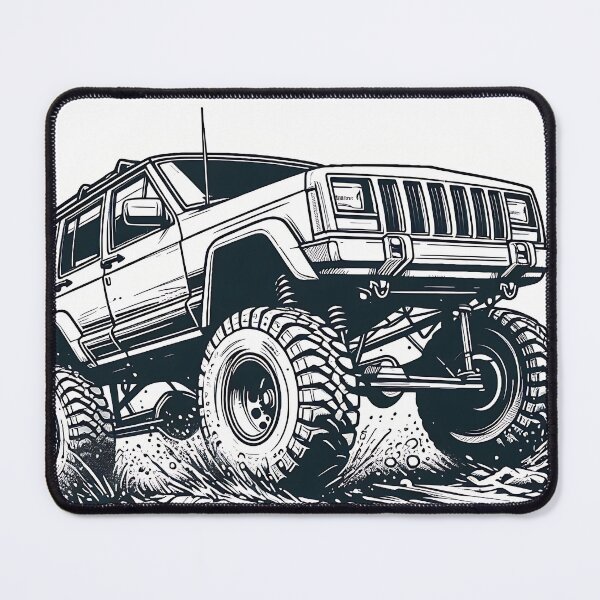 Item preview, Cherokee XJ 4x4 USA offroad Vintage old school vehicle - line art designed and sold by Off-Road-Zone.